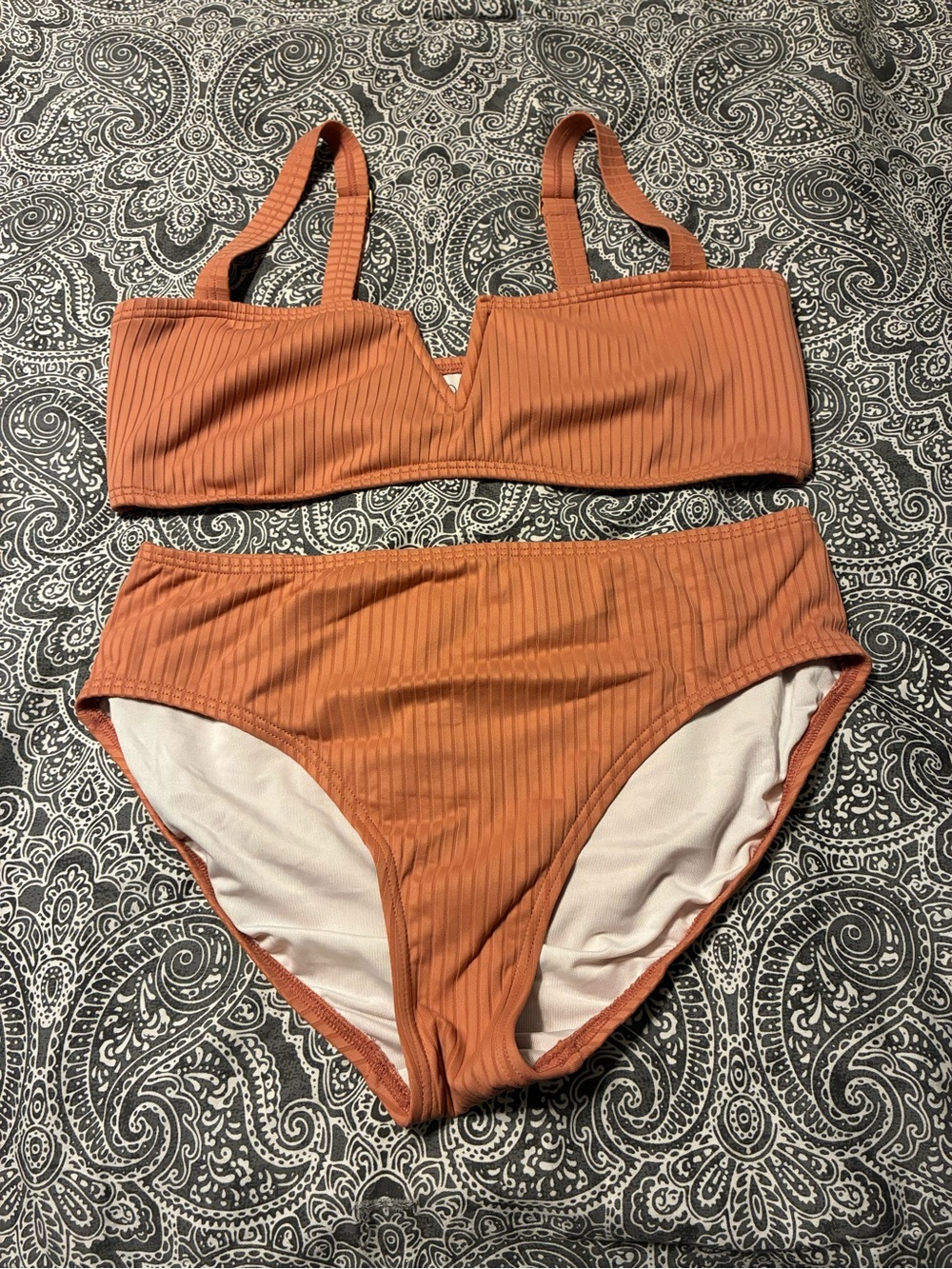 LOFT Ribbed Rust Orange Two-Piece Bikini